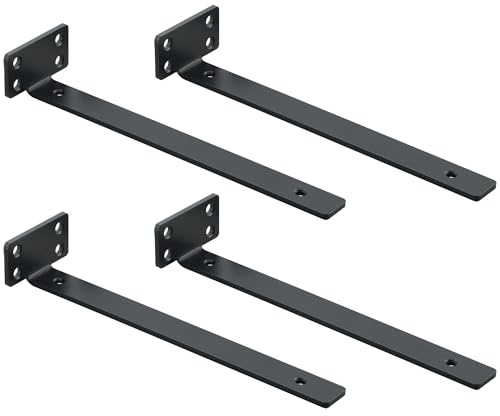 Mooche 4PCS Schwerlastwinkel 25CM,Winkel Schwarz Metall mit Schraube Ankern