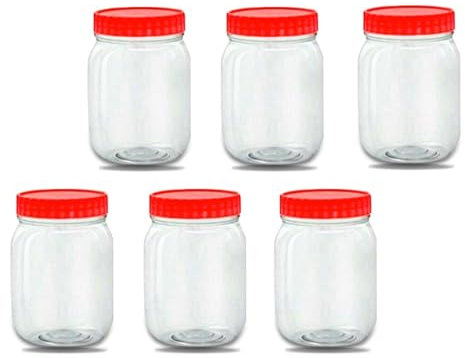 QUANTA Clear Plastic Jars with Screw Lids (500ml) - Set of 6 Airtight, Stackable, Durable Storage Containers for Sweets, Spices, Cereal, Crafts - BPA-Free, Reusable, and Leakproof