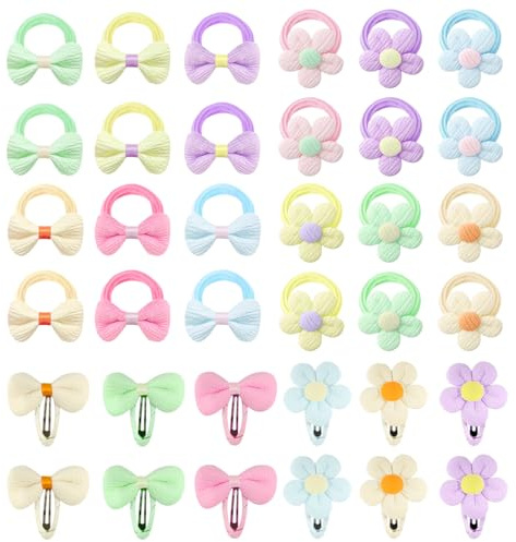 36 coleteros suaves para bebé, pinzas para el pelo para niña, coleteros de caramelo, lazos, flores, accesorios para el pelo para niña pequeña.