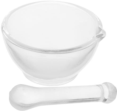 VOSAREA 1Set Glass Mortar and Pestle for Medicine Grinding Household Crushing Bowl Ergonomic Pestle Design for Pharmacy and Laboratory Use for Crushing Pills and Chemicals