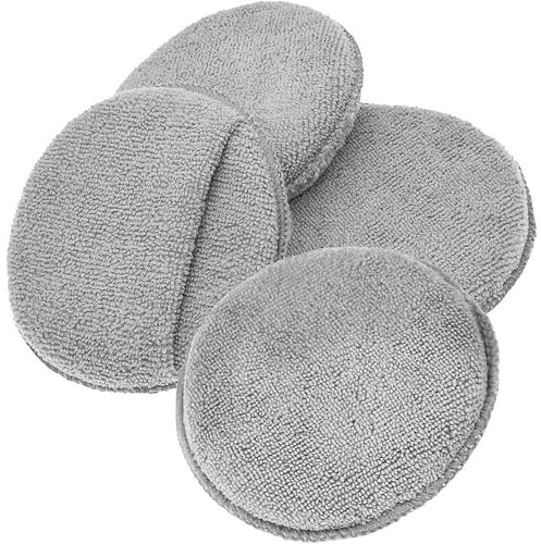 4 st. polersvamp, applikatordyna, handpoleringssvamp bil, mikrofiber polersvamp för oljor, vaxer, polermedel, vård av skärbrädor hushållsytor (12,7 cm) (grå)