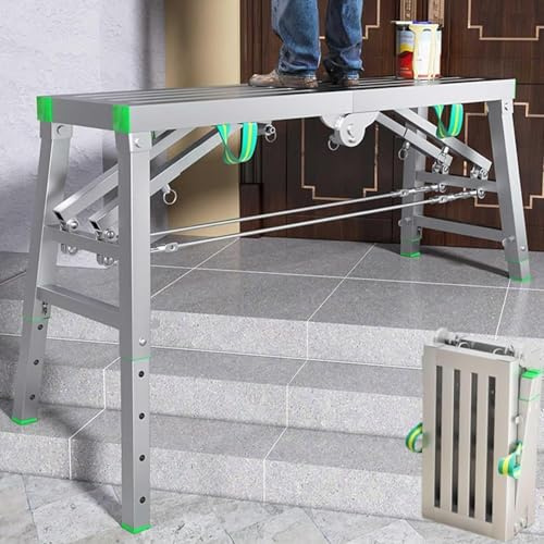 Arbeitsplattform Klappbar, Arbeitsbühne Höhenverstellbar, Mehrzweck Gerüstturm Verstellbare Klappgerüst Plattform Für Werkstatt, Haushalt Und Baustelle, Maximale Tragkraft: 400kg (200x40cm)