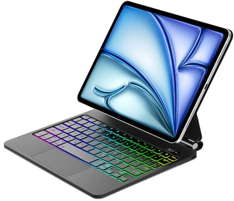 Magic Keyboard for iPad Air 11(M3 2025, M2 2024)/Air 10.9(5e/4e Gén) and iPad Pro 11(2018-2022), Slim Magnetic Floating Stand and Multi-Touch Trackpad, UK Layout Keyboard Case with Backlit, Black