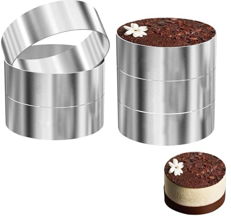 YuLiMirich 6 Stück Burgerringe, 10cm Nahtlose Dessertringe und Speiseringe Set, Dessertringe Set, Nahtlose Mousse Form, Edelstah Backringe für Backen, Dessert, Mousse