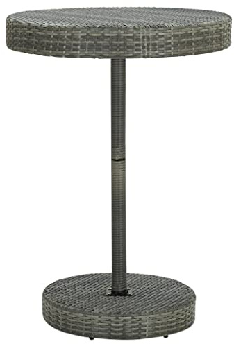 QZZCED Runder Gartentisch aus synthetischem Rattan, Grau, 75,5 x 106 cm, mit stabilem und robustem Stahlgestell, für den Außenbereich, Oberfläche mit UV-Schutz und leicht zu reinigen, ideal