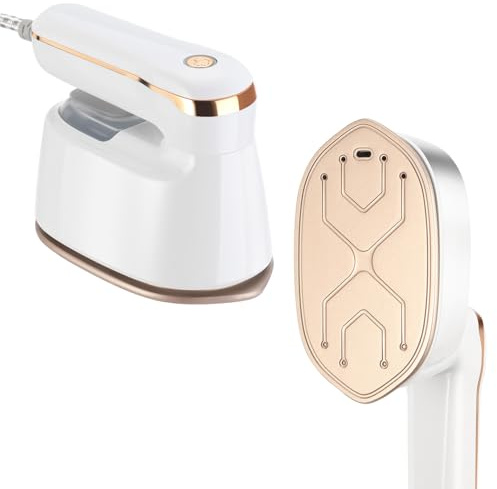 Mini Steam Iron, 1100W Portable Handheld Travel Steam Iron, 180° Rotating Handle Converts Iron into Handheld Steamer, 2-in-1 Foldable Steamer Iron for Home and Travel(White)