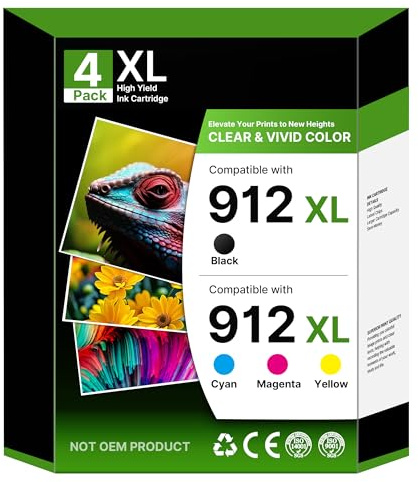 NewLift 912XL 912 Druckerpatronen Kompatibel für HP 912 Druckerpatronen Kompatibel für HP Officejet Pro 8022 Patronen,Officejet Pro 8020 8012 8010(Schwarz Cyan Magenta Gelb,4er-Pack)