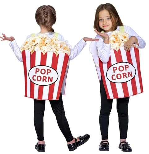 Kinder Karneval Popcorn Kostüm Bühnenauftritt Essen Party Kostüm für Cosplay (Red-a, 4-10 Years)