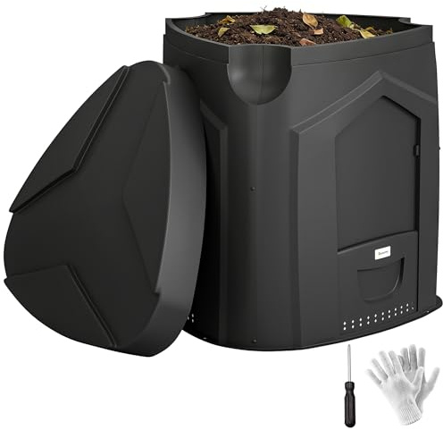 Outsunny Composteur de Jardin 240L Bac à Compost 78 x 75 x 78 cm Noir