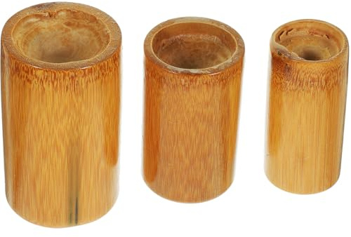 GLEAVI Ensemble de 3 Ventouses en Bambou Réutilisables, Petit Format, Massage Corporel par Ventouses, Matériel Fiable et Compact pour Soin du Corps à Domicile, Tasse en Bambou Naturelle