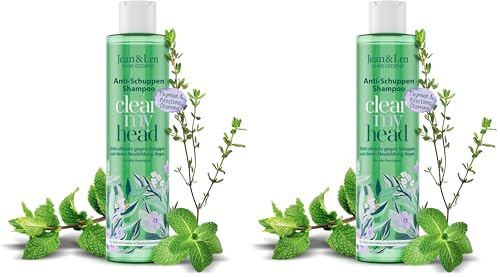 Jean & Len Anti-Schuppen Shampoo Thymian & Minze, vegan, 300 ml | vegane Pflegeformel, mit Piroctone Olamine, gegen Schuppen, für die tägliche Haarwäsche geeignet, ohne Parabene