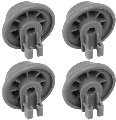 4 Pack Dishwasher Lower Rack Wheel Replacement Parts, Grey Plastic Basket Rollers, Dishwasher Cutlery Basket Rollers, for Bosch Siemens Neff