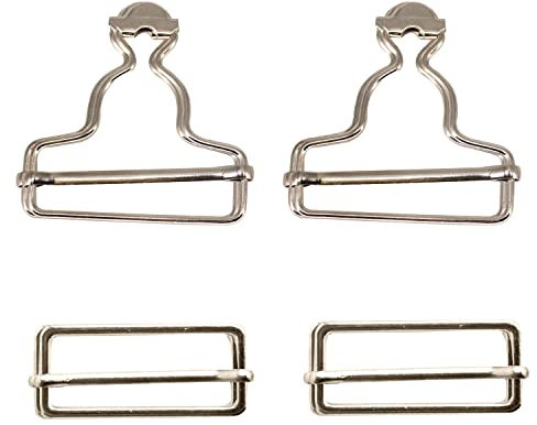 Set von 35 mm silberne Klammer Schnallen, Clips für Latzhose mit rechteckigen Schnalle für Hosenträger und Gurtbänder, Verbindungselemente für Schutzanzüge & Schrauben Overalls, Trägerkleid, silber