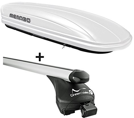 Dachbox weiß VDP-MAA 460W Auto Dachkoffer 460 Liter abschließbar + Alu-Relingträger Dachgepäckträger Quick aufliegende Reling im Set kompatibel mit Audi Q5 ab 2008 bis