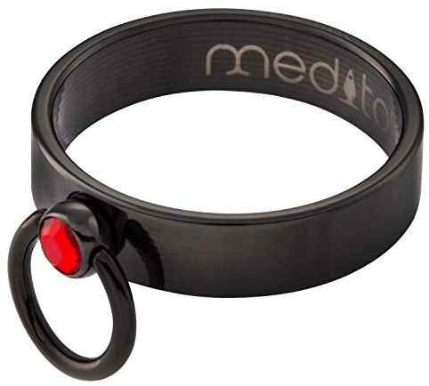 meditoys - 'Ring der O' - PVD Black mit Original Kristal aus Wattens CRYSTAL light siam - 52