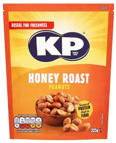KP Nuts Share Bag of Honey Roast Flavoured Peanuts, 225g