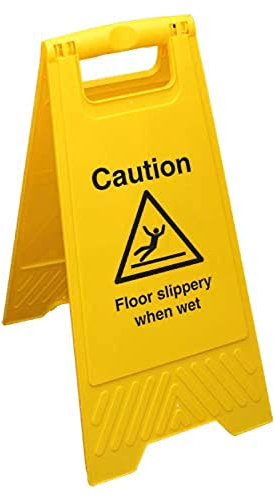 Schild mit Aufschrift Caution Floor Slippery When Wet, doppelseitig, Gelb