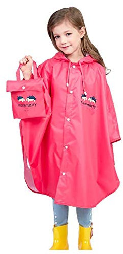 Wetry Poncho Antipioggia Bambino Mantellina Impermeabile Bambina per Unisex 4-6 anni/115-130cm Rosa