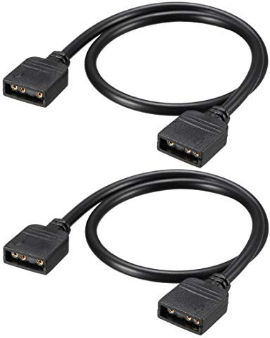 sourcing map ARGB Splitter Cable Female to Female 3 Pin Extension Connector Cord Wire for 5050 3528 LED Light Strips 30cm Length 2Pcs