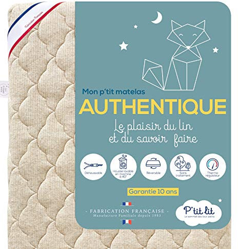 P'tit Lit Kindermatratze 70 x 140 cm Leinen pflanzlichen Ursprungs: natürlich klimaregulierender abnehmbarer Bezug Oeko-Tex®