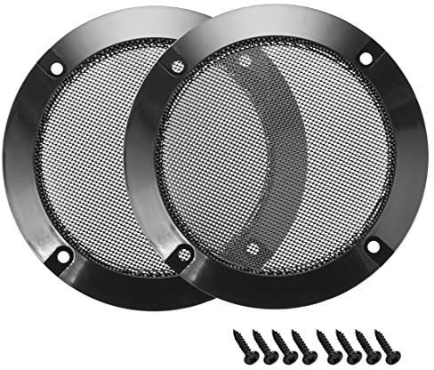 sourcing map 2pcs 5 Speaker Grill Mesh Decorative Circle Woofer Guard Protector Cover Audio Accessories Black
