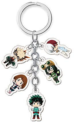Templom SIX My Hero Academia (Boku no Hero Academia) Figur Anhänger Puppe Metall Schlüsselanhänger Japanische Anime Schlüsselringe (H01)