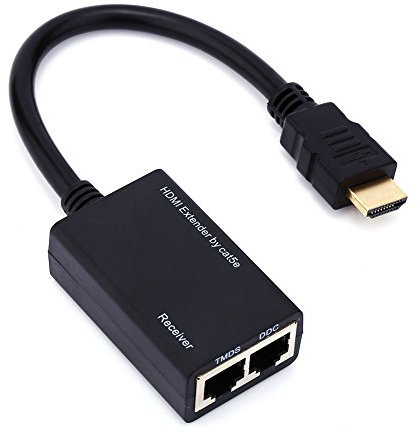 Mavis Laven Câble adaptateur 1080P HDMI Extender vers RJ45, répéteur d'extension de balun Ethernet CAT5e CAT6 LAN de distance de transmission de 30M