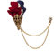 Knighthood Bouquet de fleurs rouge, blanc et bleu marine avec feuille à suspendre en métal et épinglette en cristal pour manteau, costume, cadeau de mariage, fête, collier, accessoire pour homme