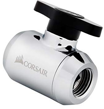 Corsair Hydro X Series, XF Kugelventil (G1/4 BSPP Adaptergewinde, Messing Gefertigt Haltbarkeit, Zweistufige Dichtung, Hochwertige Beschichtung, Ausgelegt auf hohe Durchflussraten) Chrom