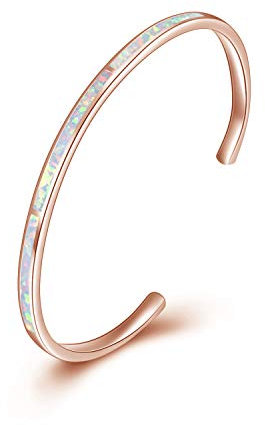 WINNICACA Opal Stulpearmband Sterling Silber Rose Gold Oktober Birthstone Schmuck Geschenke für Frauen Muttertag Geburtstag