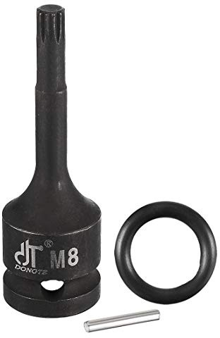 Douille à choc à embout cannelé carré de 8 mm à entraînement 1/2 pouce, acier Cr-Mo