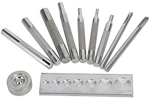 Kit de Herramientas para Cuero, Punzón con Base, Instalador de Remaches y Botones de Presión, Mango de Metal, para Manualidades DIY