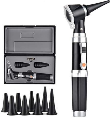 Jiusion 3X Otoskop mit LED, tragbarer Hand-Ohrlupenlupe mit 8 Kappen und 1 Aufbewahrungskoffer für Doctor Nurse Adult Kid Dog Cat Pet