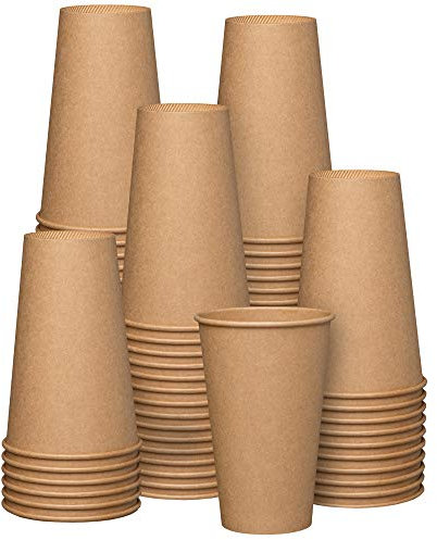 GUSTO [16 oz. - 480 ml - 100 Stück Einwegbecher aus Kraftpapier, Tassen für heißen Kaffee, braun, ungebleicht – umweltfreundliche Becher - Formerly Comfy Package