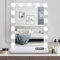 Auxmir Hollywood Schminkspiegel mit Beleuchtung, 15 LED Licht Dimmbarer Schminktischspiegel, 3 Farbtemperatur Licht, Touch Control Tischplatte oder Wandhalterung, Tischspiegel für Schlafzimmer, Weiß