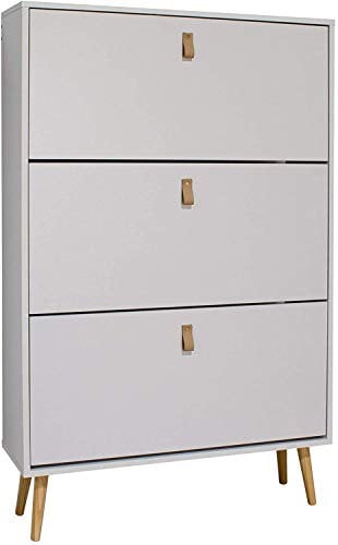 Mobelcenter, Mueble Zapatero Nórdico 3 Puertas, Armario Zapatero 3 Puertas Color Blanco, Capacidad 20 Pares de Zapatos, Medidas: Ancho: 80cm x Fondo: 23.5cm x Alto: 128.5cm (1273)