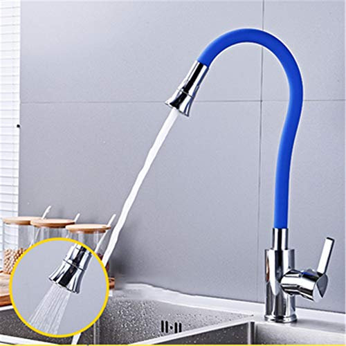 Wasserhahn Küche Schwenkarm Verstellbare Küchenspüle Spülbecken 360° Schwenkbarer Küchenarmatur Hoher Auslauf Spültischarmatur Hochdruck Wasserfall Einhebelmischer Mischbatterie, 2 Strahlarten (Blau)
