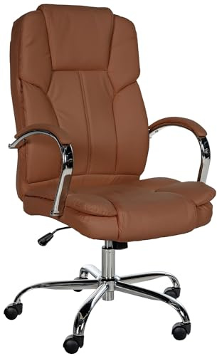 CLP Ergonomischer Bürostuhl Big Xanthos I XXL Komfort Mit Wippfunktion Und Armlehnen I Verstellbar Mit Kunstleder-Bezug, Belastbar bis 210 kg - Farbe Hellbraun