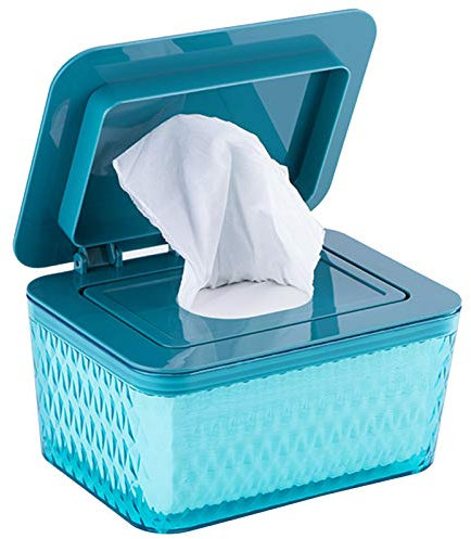 Storage Box for Wet Wipes, Wipe Case, Wet Tissue Box, Plastic Fabric Box, Baby Towel Box, Wet Wipes Box (Blue)