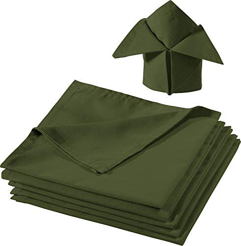 REDBEST Serviette, Stoffserviette 6er-Pack Seattle, 100% Baumwolle dunkelgrün Größe 50x50 cm - Robustes, glattes Gewebe, mit Kuvertsaum (weitere Farben)