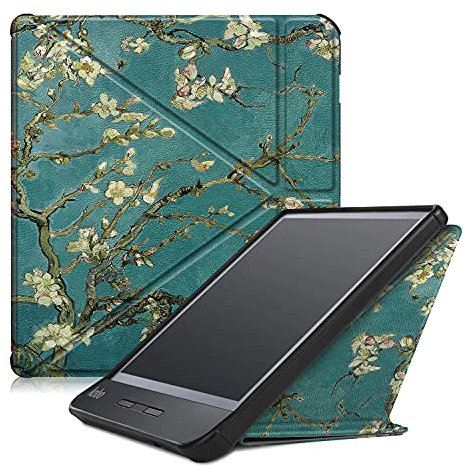 INSOLKIDON Compatible avec Coque KOBO Libra H2O 7 inch 2019 Tablet Couverture arrière en Cuir Bande Corps Complet Protection en Cuir pour Tablette Shell (Tree Branch)