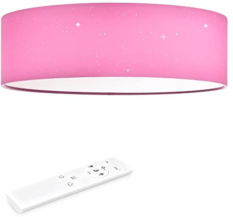 Navaris LED Deckenleuchte 40cm - Dimmbar Farbtemperaturwechsel Fernbedienung - 22W Stoff Pink Sternenhimmel - Wohnzimmer Lampe Schlafzimmer Deckenlampe Kinderzimmer Lampe Decke
