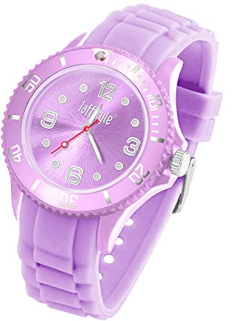 Taffstyle Armbanduhr Silikon Analog Quarz Uhr Farbige Sport Sportuhr Damen Herren Kinder Unisex 34mm Flieder