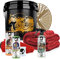 Nuke Guys professionelles Auto Waschset für die optimale Handwäsche - Gold Bucket 3.5GAL + Grit Guard + Thick Shampoo 500ml + Felgengel 1L + Innenreiniger 500ml + Trockentuch + Waschhandschuh