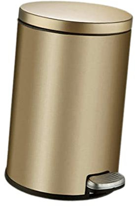 LOVIVER Stainless Steel Step Trash Can Hands Waterproof Dust Bin Waste Basket 6L Foot Pedal Garbage Bin for Kitchen Restaurant Toilet Bathroom, gold