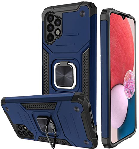 Honeyview ShockProof Case for Samsung Galaxy A13 4G with Ring Kickstand, Bumper Armour Phone Cover for Samsung Galaxy A13 4G - Blue