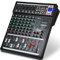 Console per Schede Audio Mixer Professionale, Ingresso Microfono/linea 8 Canali, Ingresso MP3 USB, Mixer Audio, Mixer Stereo Podcast, Scheda Audio DJ Studio, Mixer Audio con Ritardo di Riverbero FX