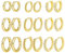 Ohrringe Set, 9 Paar 14k Echt Vergoldete Creolen Gold Kleine für Damen, Hypoallergen Knorpel Huggie mit AAA+ Zirkonia Twist Piercing Damen Mädchen 12/14/16mm