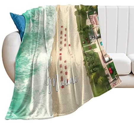 Higoss Miami-Decke, Heimdekoration, Überwurf, Plüsch, weich, warm, Flanell, für Couch, Bett, Sofa, Stuhl, Geschenke für Sie, 101,6 x 127 cm, City Skyline
