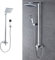 MINGYI Colonne de Douche Hydromassante, avec Douchette et Tête de Douche Carré 20 cm, Système de Douche avec Mitigeur Thermostatique, Connecteur DIN Standard 1/2'' (Argent)